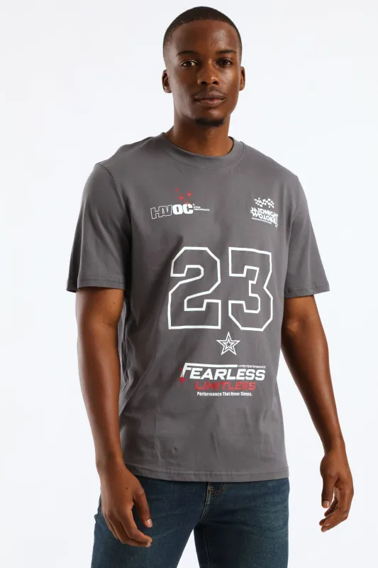 Racer Front Print Tee - Grey sold by Edgars