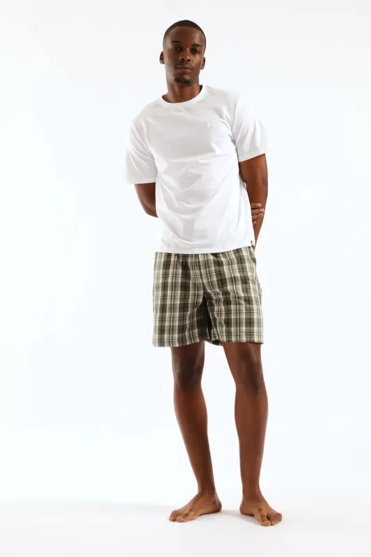 Check Woven Shorts - Olive/Black made by Edgars