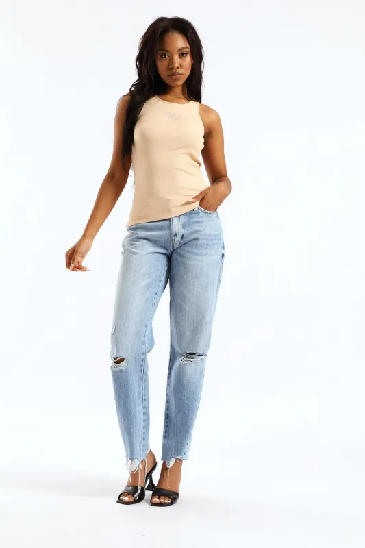 Round Neck Guendalina Top - Neutral sold by Edgars