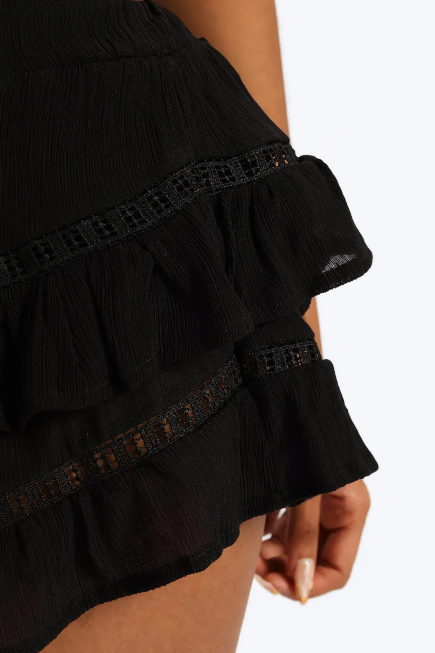 Ruffle Ladder Lace Lined Skort - Black sold by Edgars product image thumbnail 2