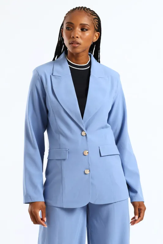 3 Button Twill Blazer - Blue sold by Edgars
