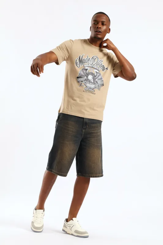 Eagle Print Tee - Taupe sold by Edgars