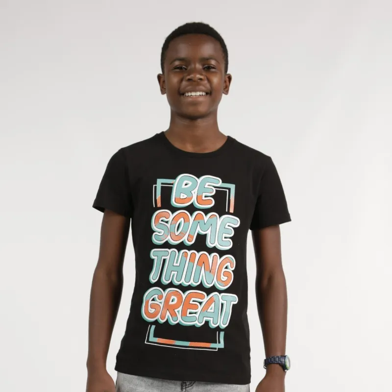 Boys Short Sleeve Great Black Tee sold by Edgars