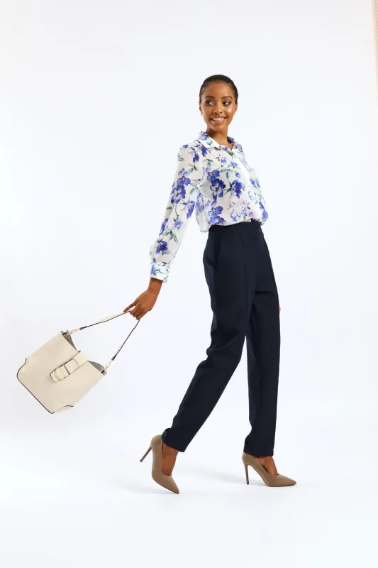 Front Flap Gold Trim Bucket Bag - Cream made by Edgars
