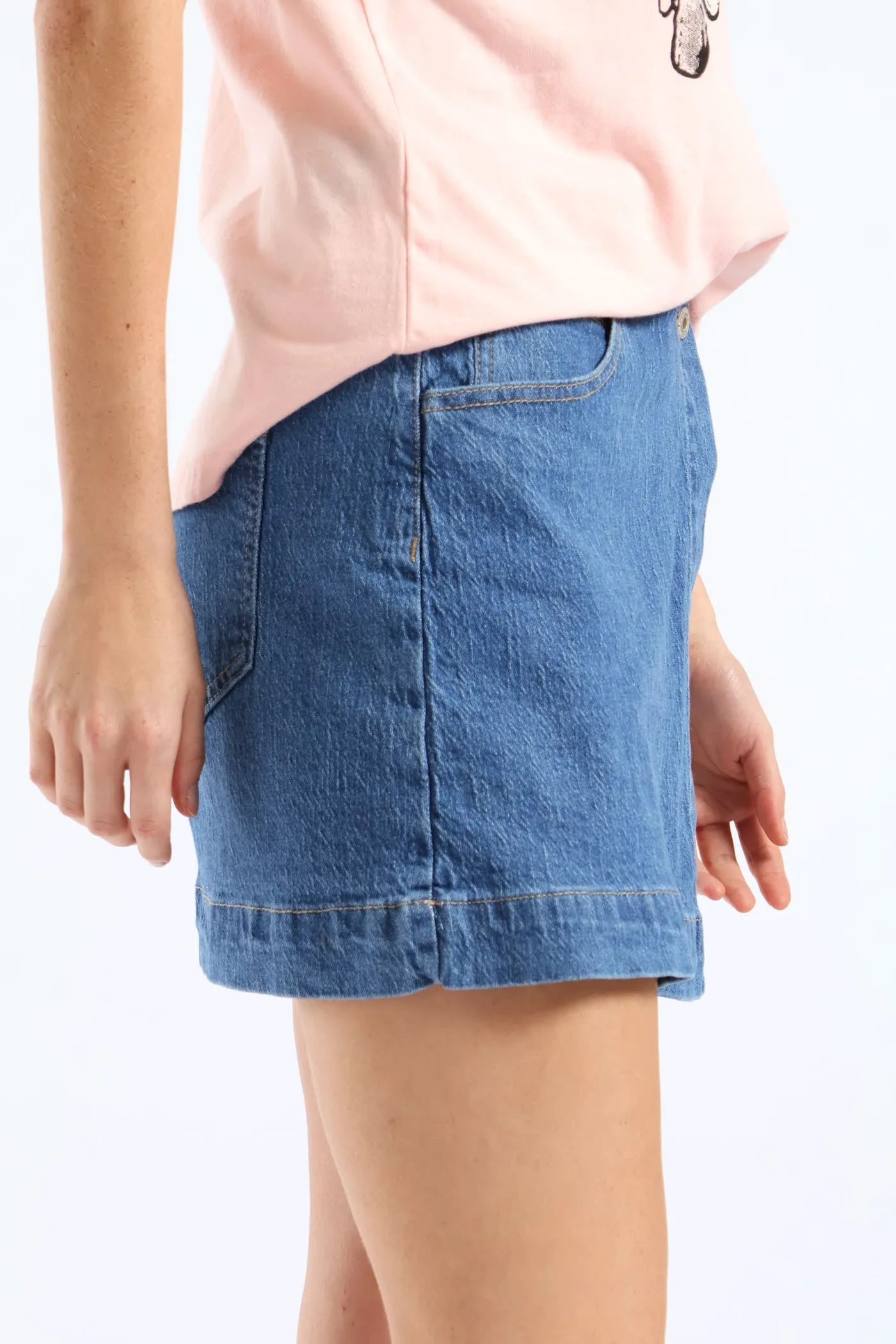Elasticated Waistband Mid Thigh Denim Skort - Medium Wash sold by Edgars product image thumbnail 4