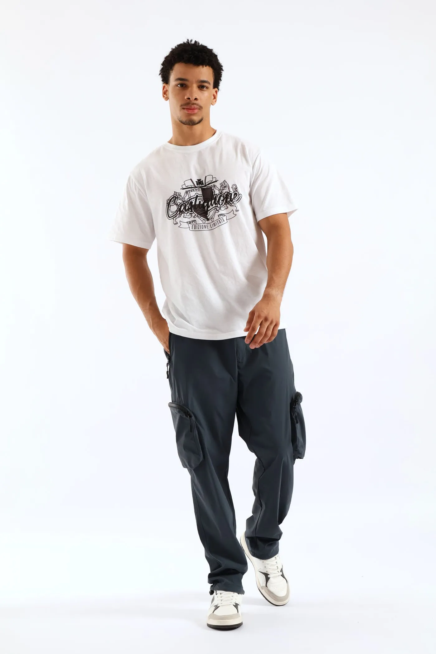 Nylon Zip Pocket Pant - Blue sold by Edgars