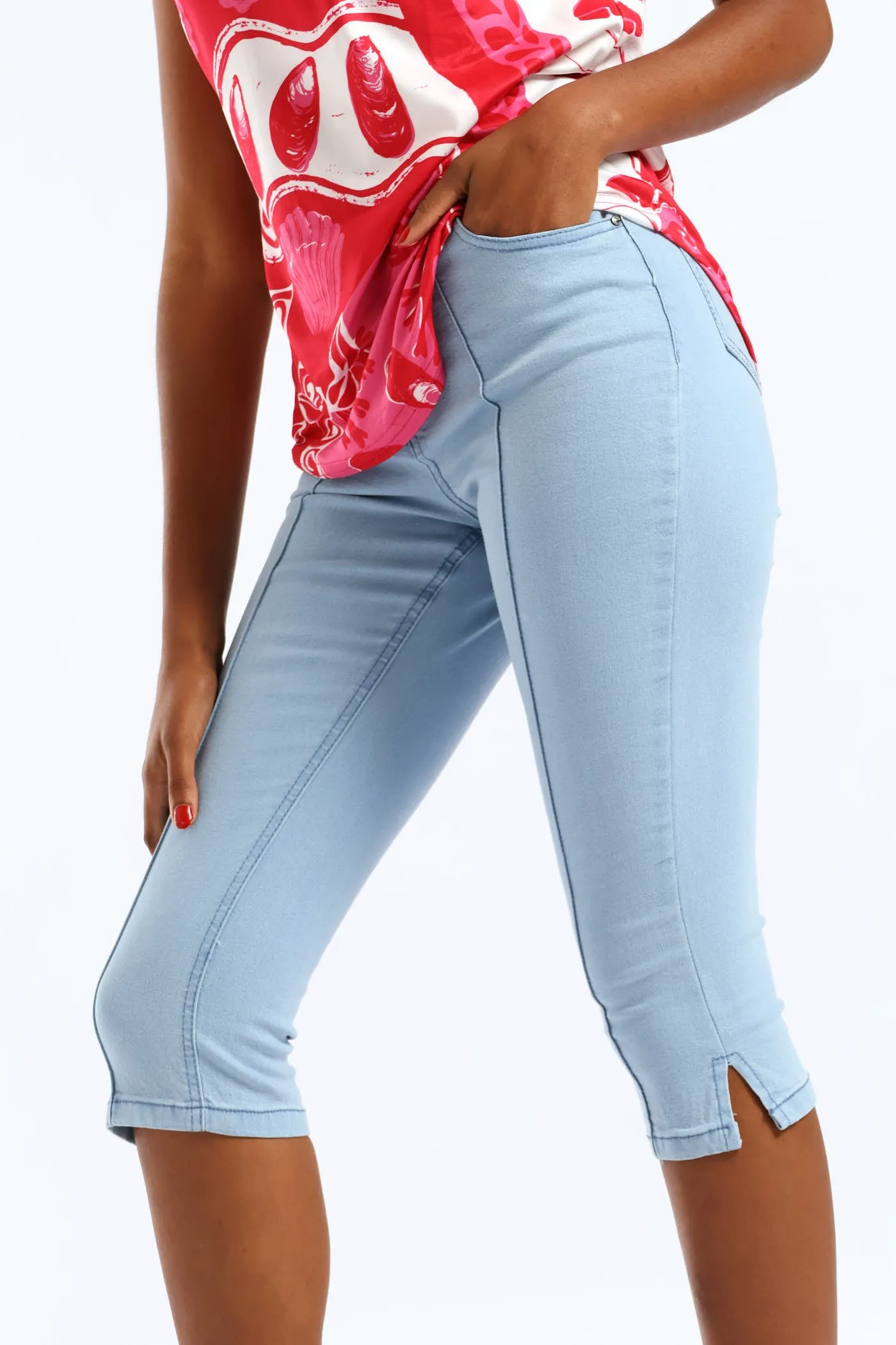 Pinch Seam Denim Capri Shorts - Bleach sold by Edgars product image thumbnail 2
