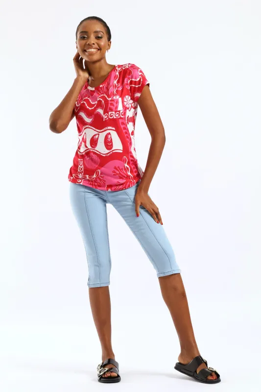 Pinch Seam Denim Capri Shorts - Bleach sold by Edgars