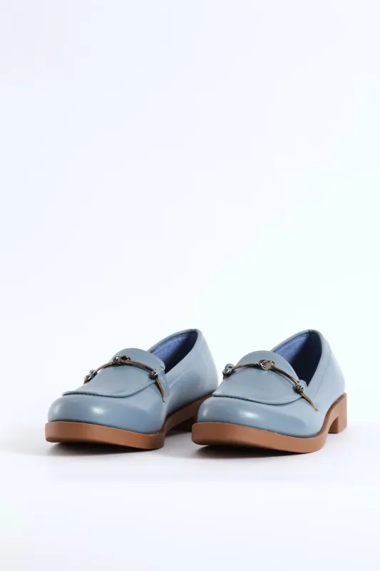 Knot Metal Trim Loafer - Duck Egg sold by Edgars