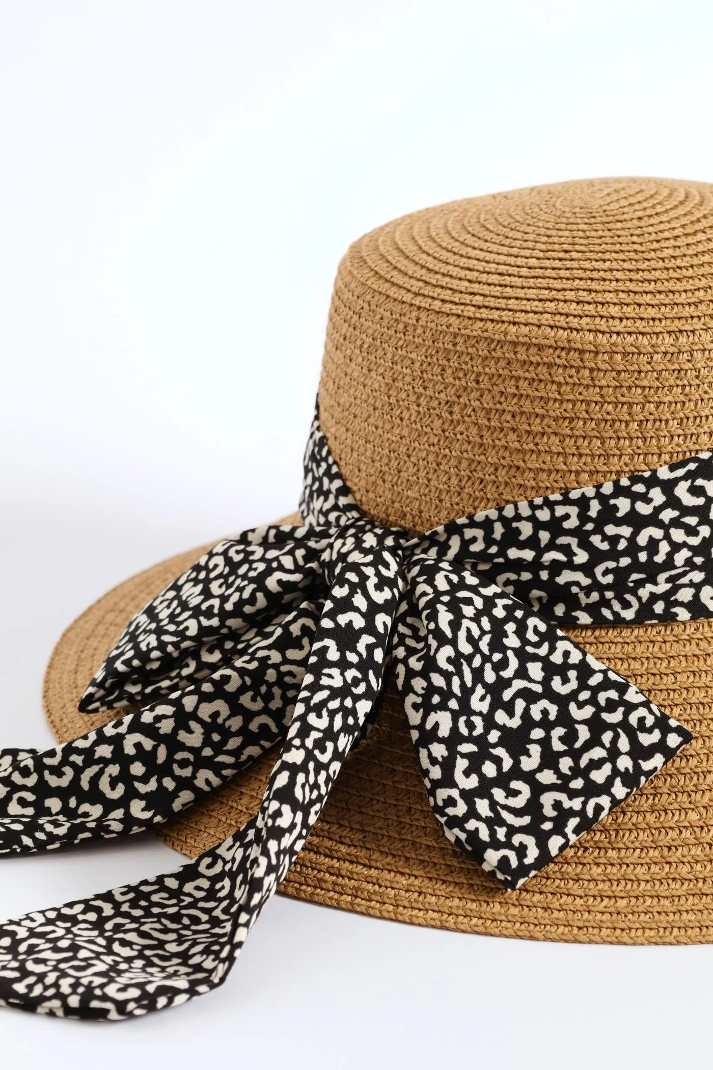 Leopard Ribbon Turned Down Straw Hat - Tan sold by Edgars product image thumbnail 2