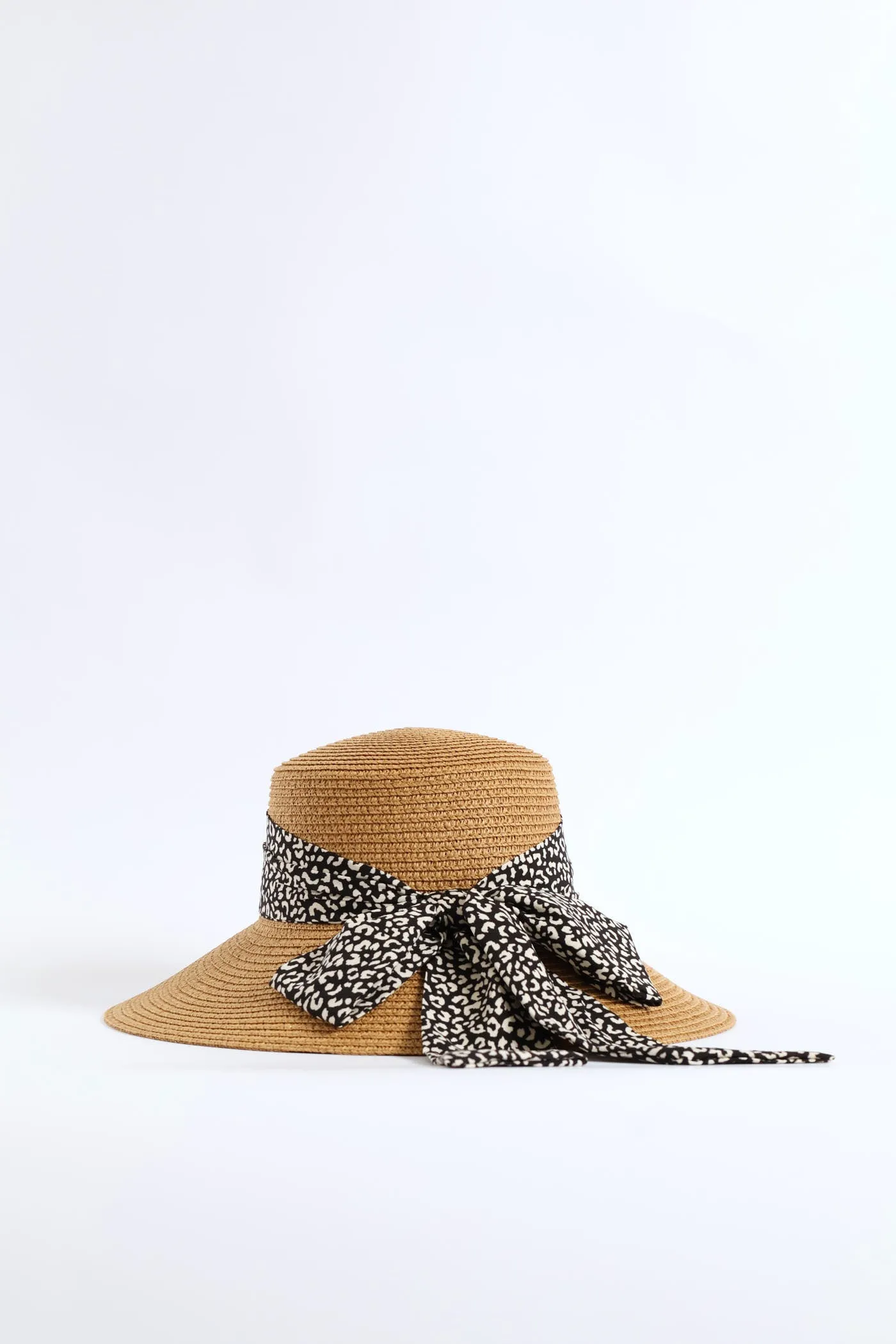 Leopard Ribbon Turned Down Straw Hat - Tan sold by Edgars product image thumbnail 4