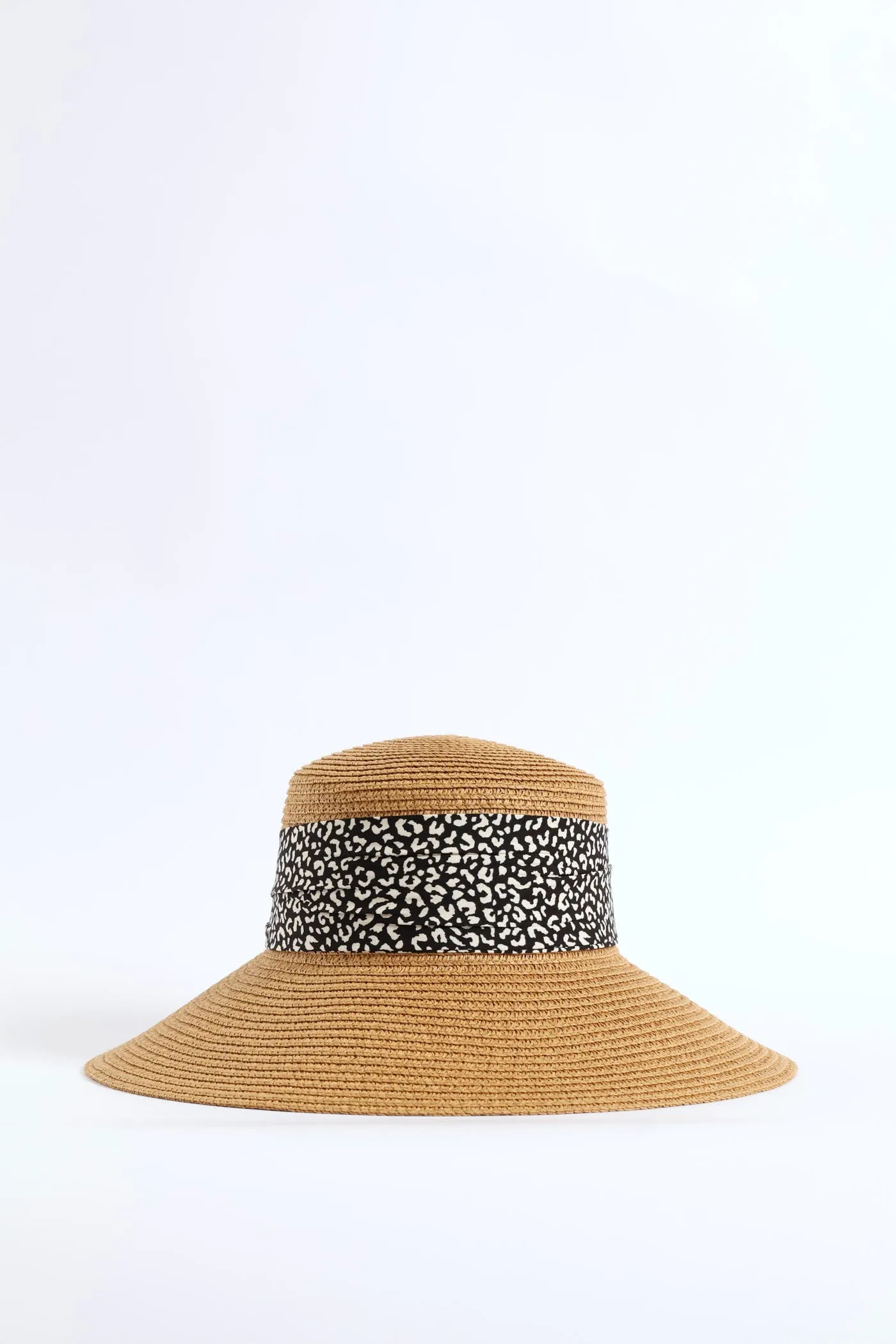 Leopard Ribbon Turned Down Straw Hat - Tan sold by Edgars product image thumbnail 3