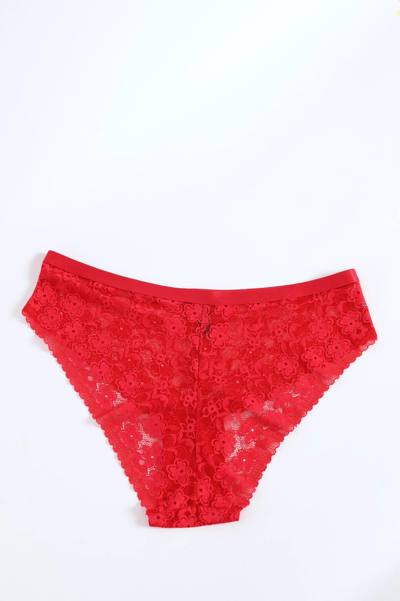 Shimmer Waistband Lace Midi Panty - Red sold by Edgars product image thumbnail 3
