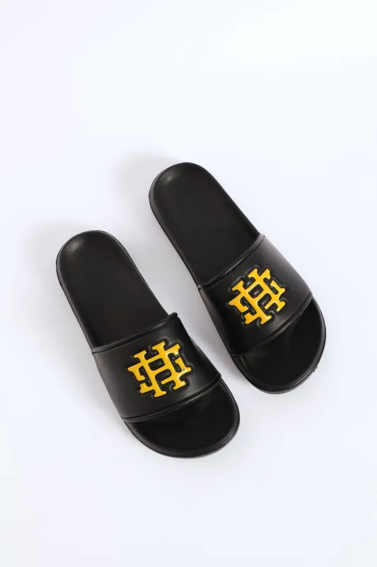 Embossed Brand On Upper Pool Slide - Black/Yellow sold by Edgars