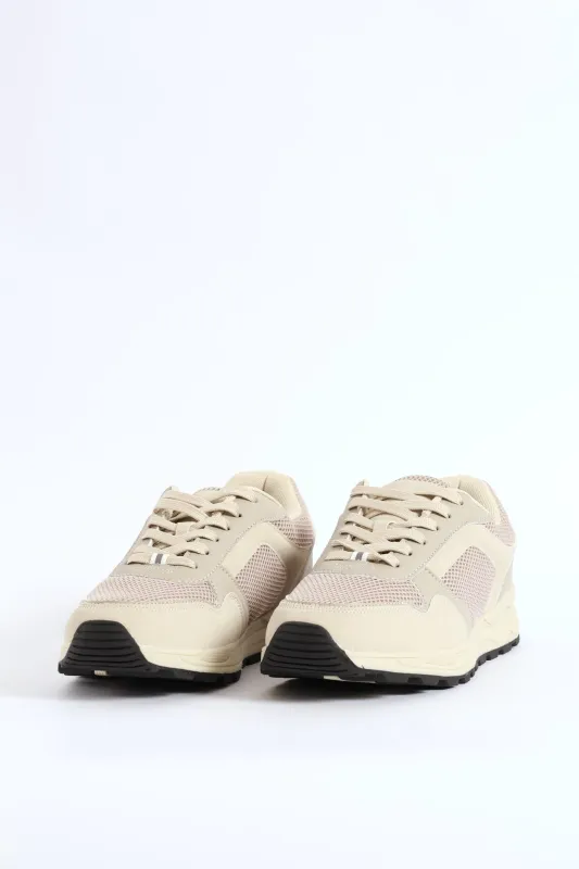 Multi Panelled Smart Casual Sneaker - Beige sold by Edgars
