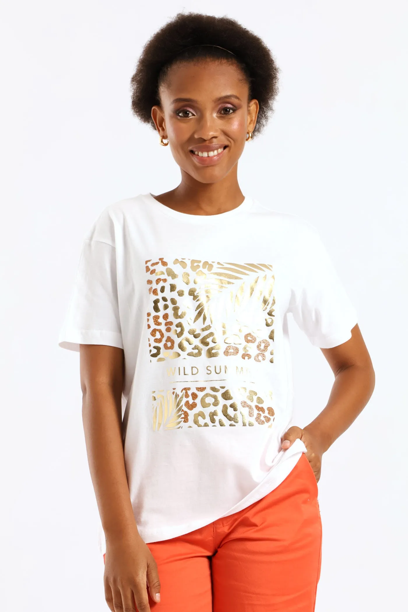 Wild Summer Tropical Animal Tee - White sold by Edgars