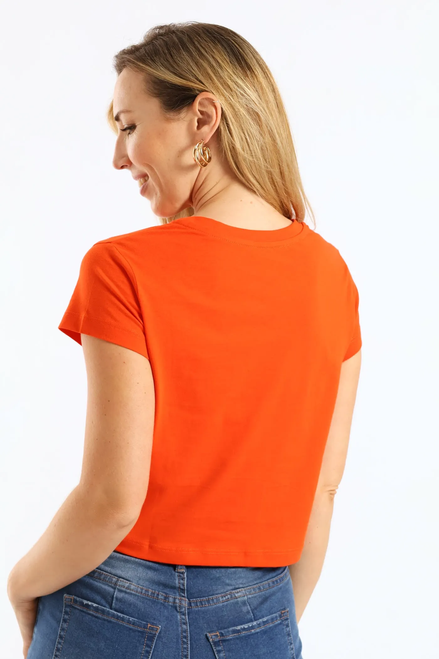 Short Sleeve Tie Front Cotton Tee - Bright Orange sold by Edgars product image thumbnail 5