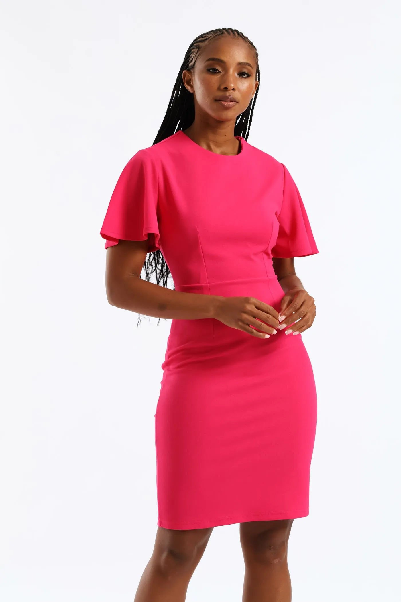 Flutter Sleeve Bodycon Dress - Magenta sold by Edgars