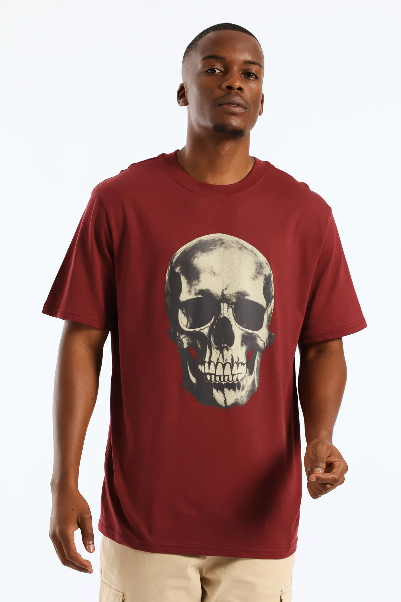Skull Front Print Tee - Burgundy sold by Edgars product image thumbnail 2
