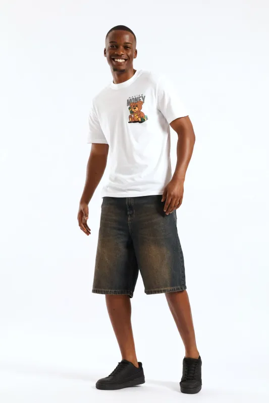 Money Teddy Front Print Tee - White sold by Edgars