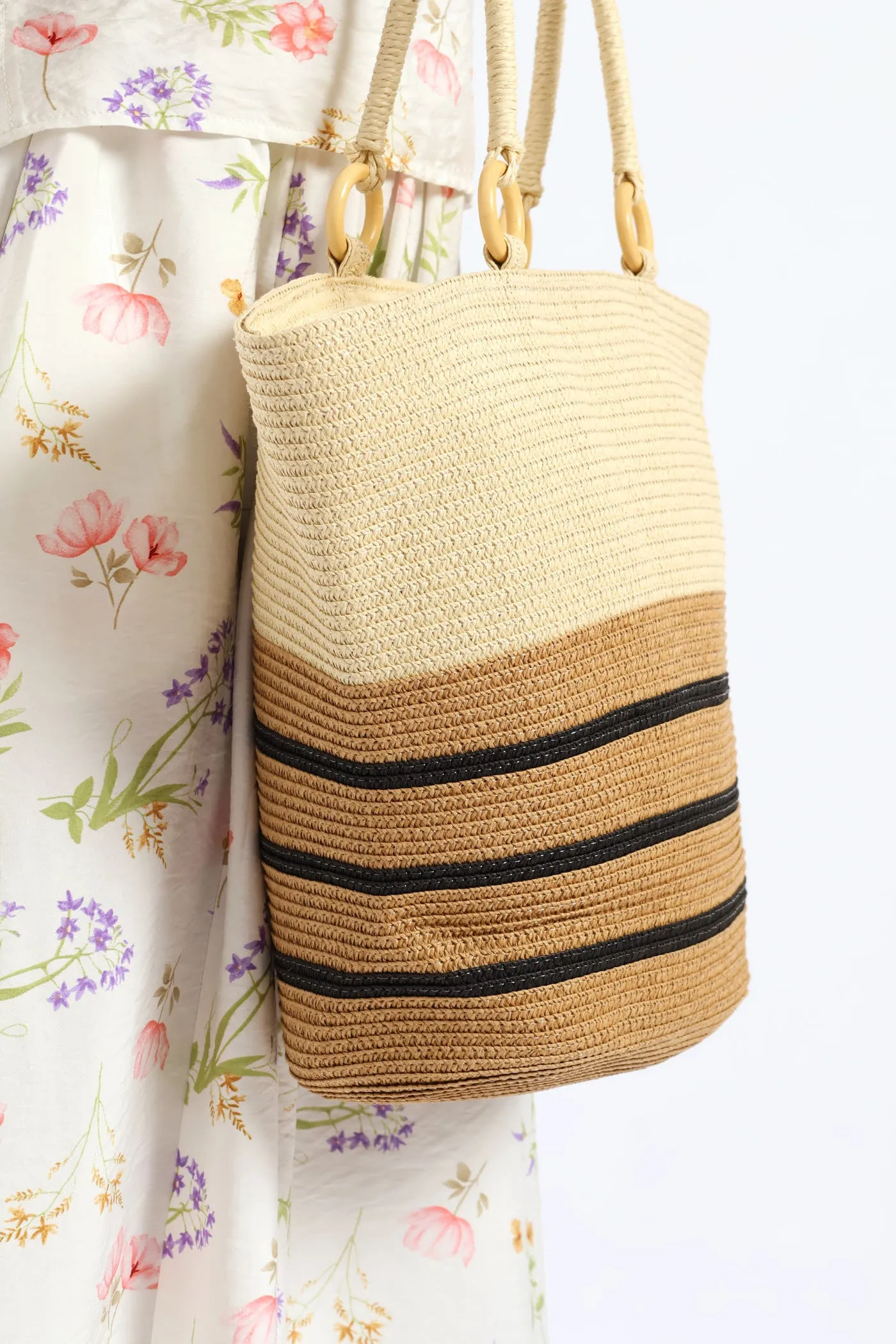 Stripe Straw Bag - Cream sold by Edgars product image thumbnail 2