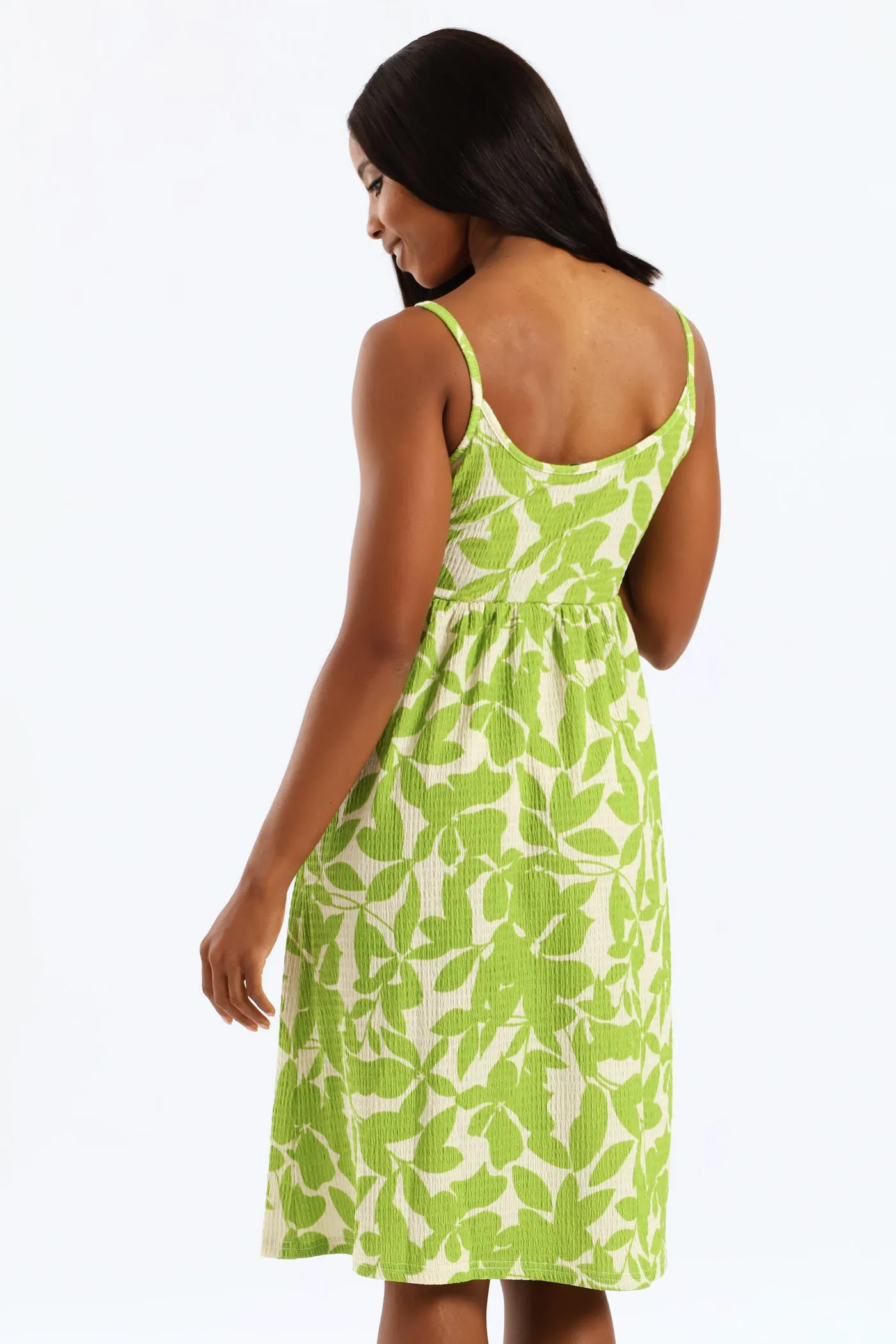 Button Detail Print Strappy Sundress - Light Chartreuse sold by Edgars product image thumbnail 2