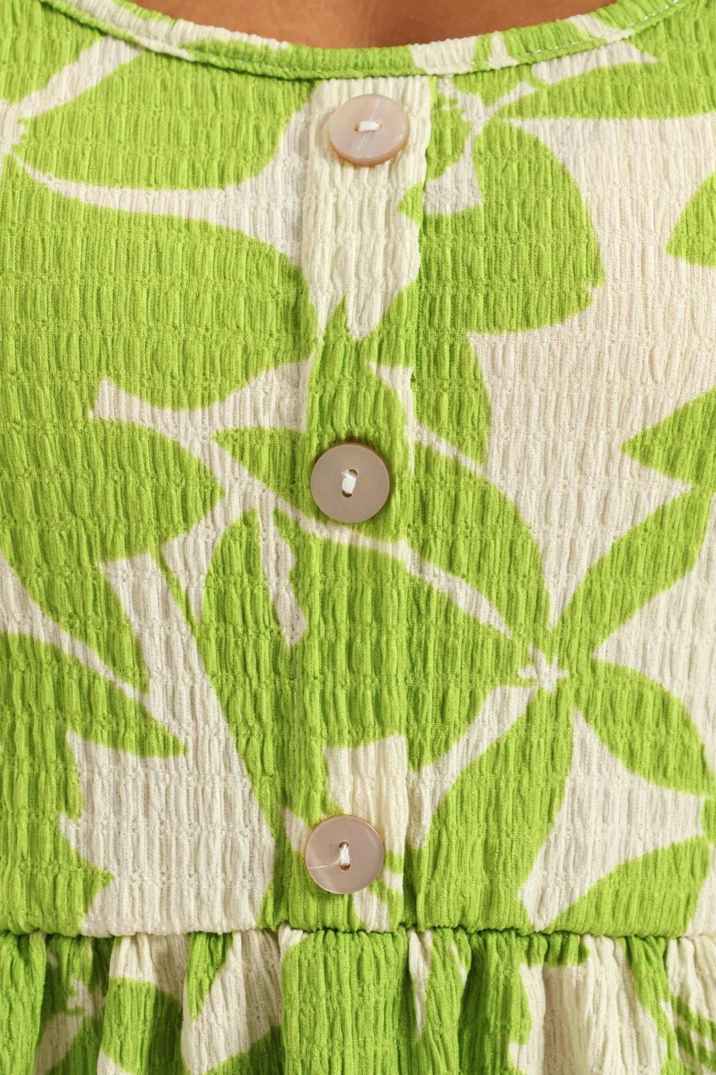 Button Detail Print Strappy Sundress - Light Chartreuse sold by Edgars product image thumbnail 4