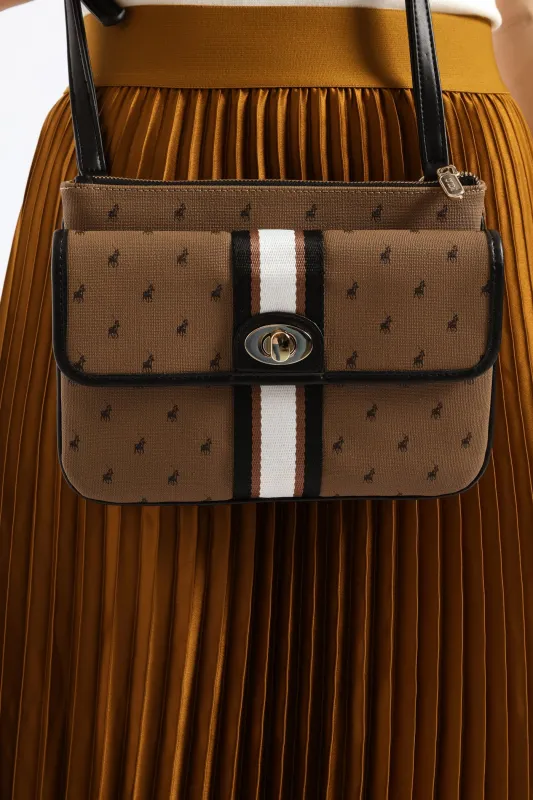 Oxford Double Pocket Sling Bag - Camel sold by Edgars