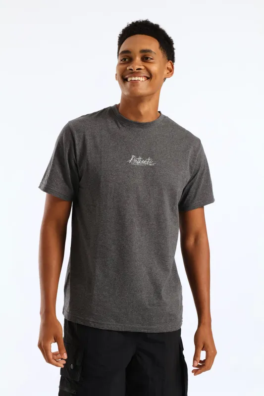 Authentic Basic Print Tee - Charcoal sold by Edgars