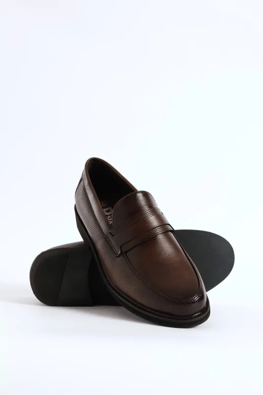 Laser Punched Detail Double Banded Upper Slip On - Chocolate sold by Edgars