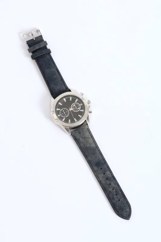 Analogue Denim Look Watch - Black sold by Edgars