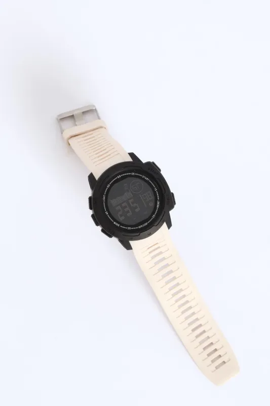 Digital Rubberized Watch - Black/Stone sold by Edgars