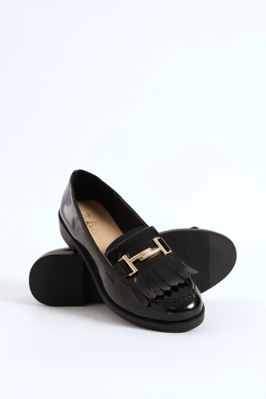 Metal Trim & Tassel Chunky Loafer - Black sold by Edgars