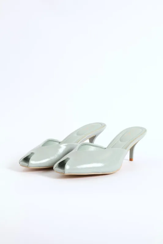 Peeptoe Mule Heel - Sage sold by Edgars