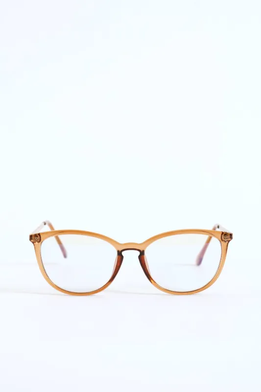 Gold Temple Rounded Cateye Glasses - Brown sold by Edgars