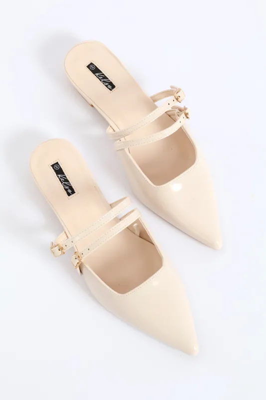 Pointy Double Strap Mule - Off White sold by Edgars