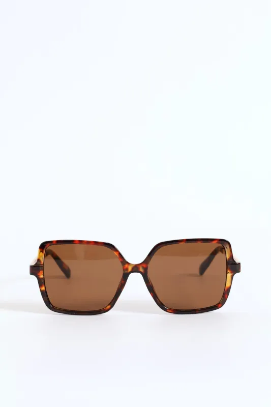 Square Frame Brown Lense Sunglasses - Tortoise sold by Edgars