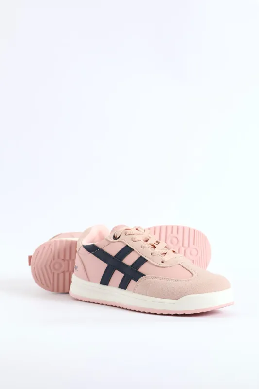 Toe Bumper Heel Print Lace Up Sneaker - Pink sold by Edgars
