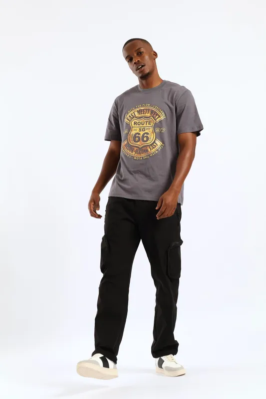 66 Bronze Hd Front Print Tee - Grey sold by Edgars