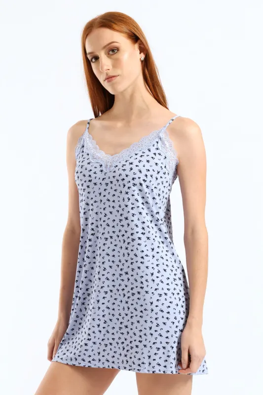 Ditsy Single Polyamide Chemise - Blue sold by Edgars