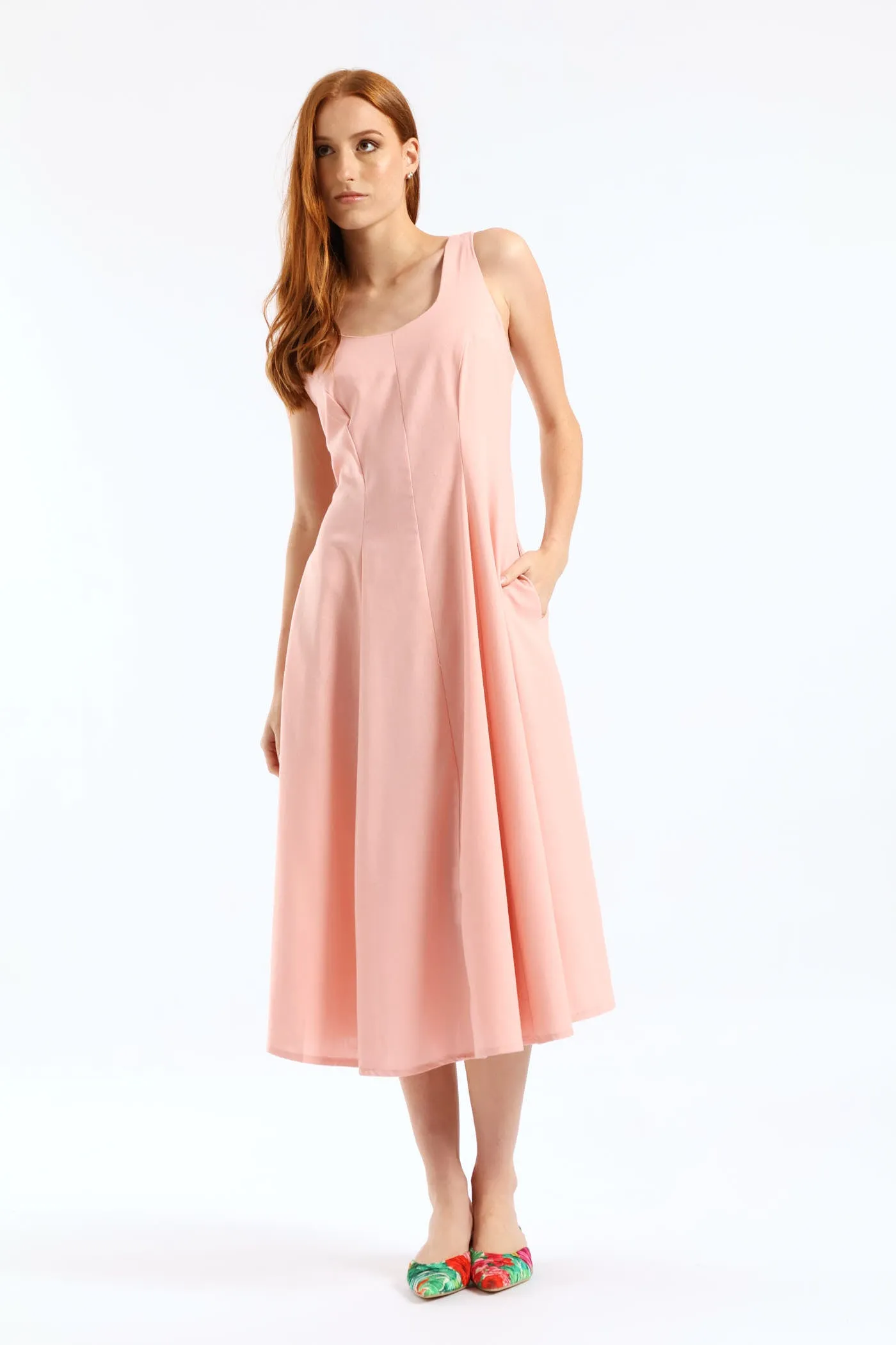 Panelled Fit & Flare Linen Midi Dress - Light Blush sold by Edgars product image thumbnail 3