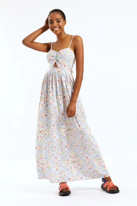 Strappy Peekaboo Tie-Back Maxi Dress - Multi sold by Edgars