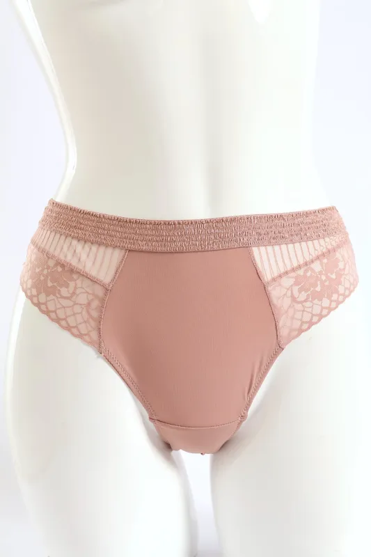 Microfibre & Lace Brazilian Panty - Blush sold by Edgars