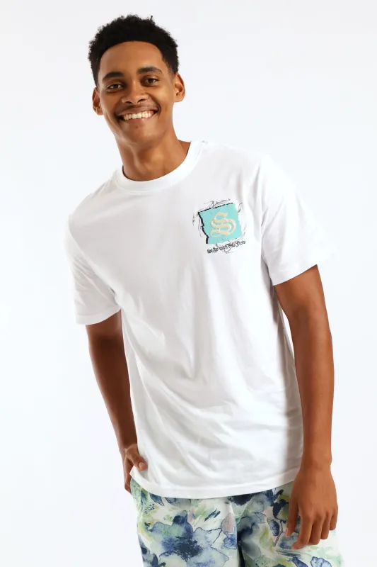 Self Made Front & Back Print Tee - White sold by Edgars