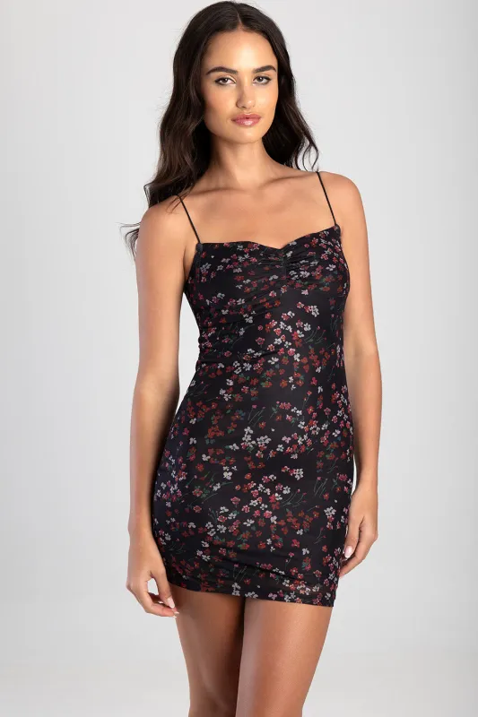 Printed Strappy Mini Dress - Black sold by Edgars