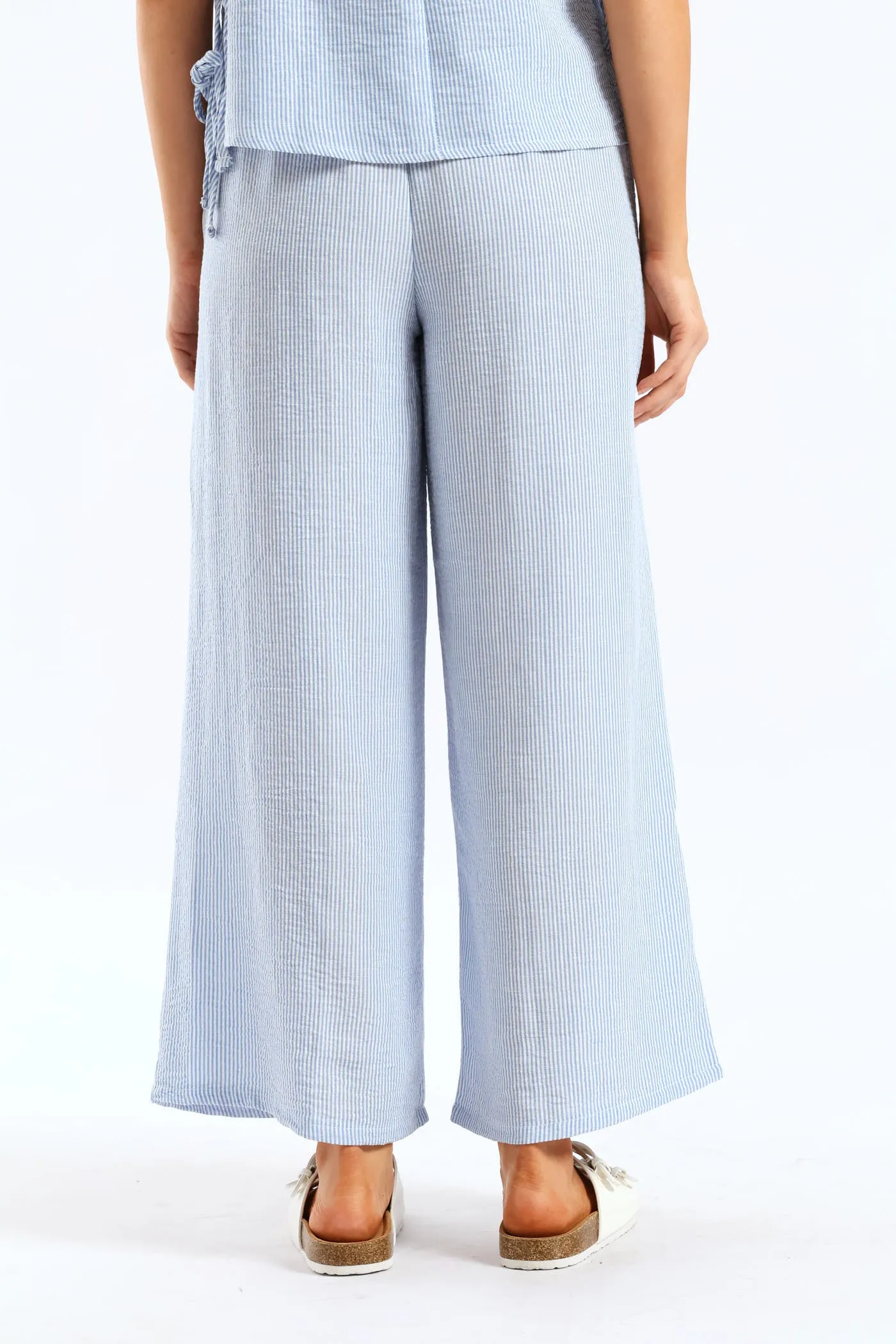 Pull-On Linen Wideleg Pants - White/Light Blue sold by Edgars product image thumbnail 4