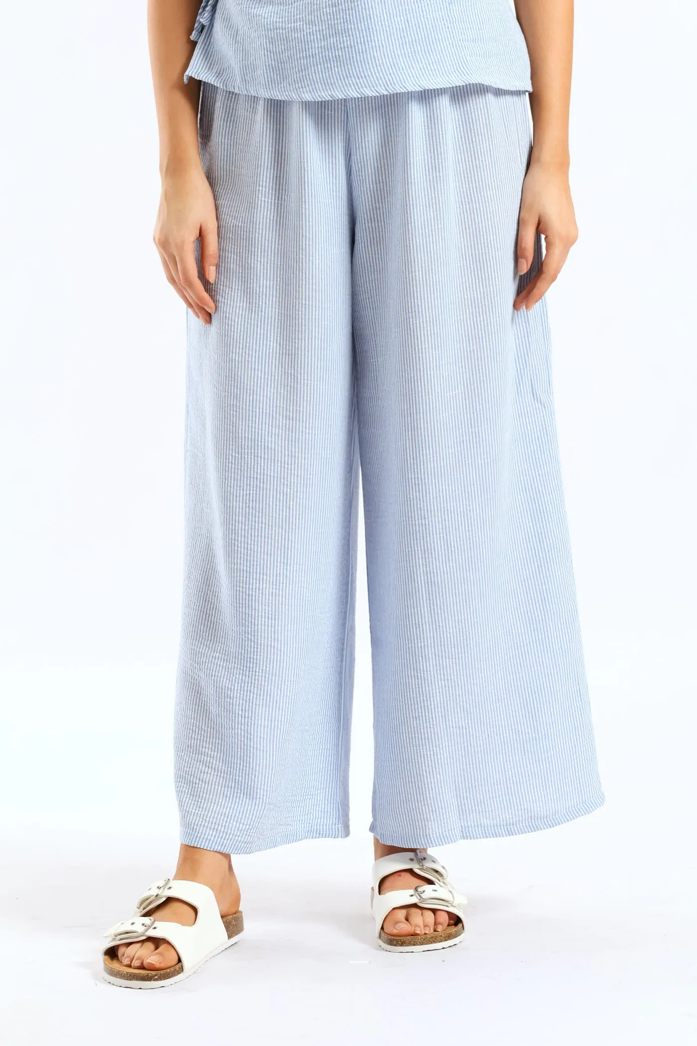 Pull-On Linen Wideleg Pants - White/Light Blue sold by Edgars product image thumbnail 2