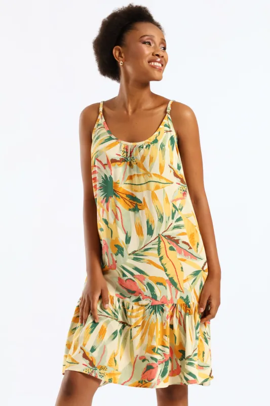 Strappy Peplum Hem Printed Mini Dress - White sold by Edgars