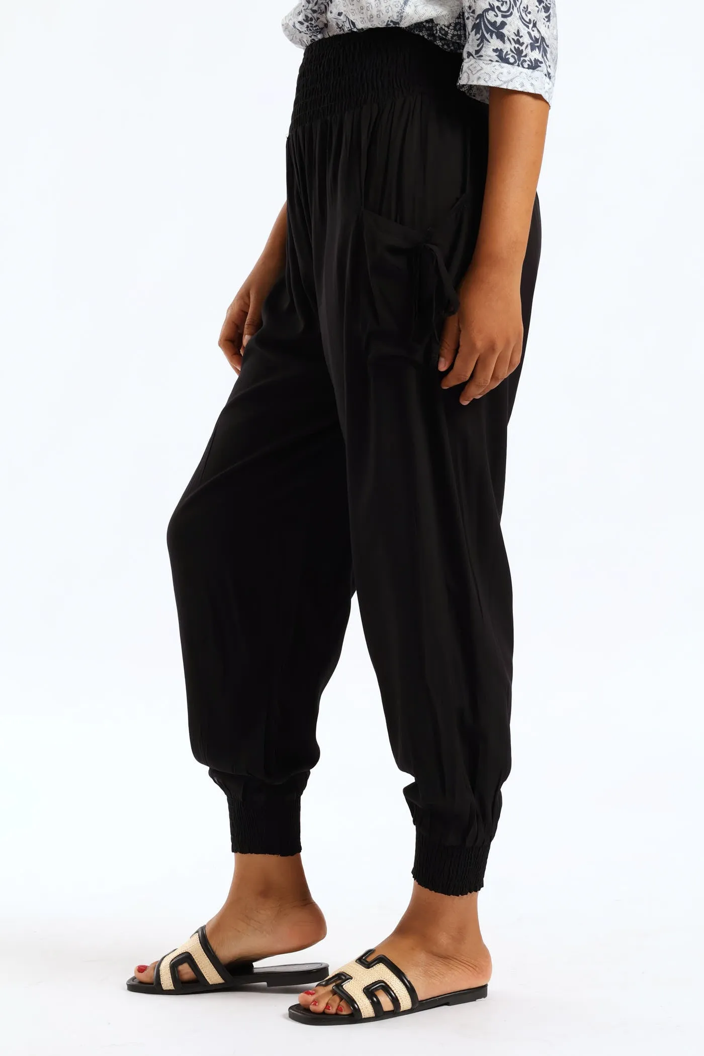 Tie Front Elasticated Harem Pant - Black sold by Edgars product image thumbnail 3