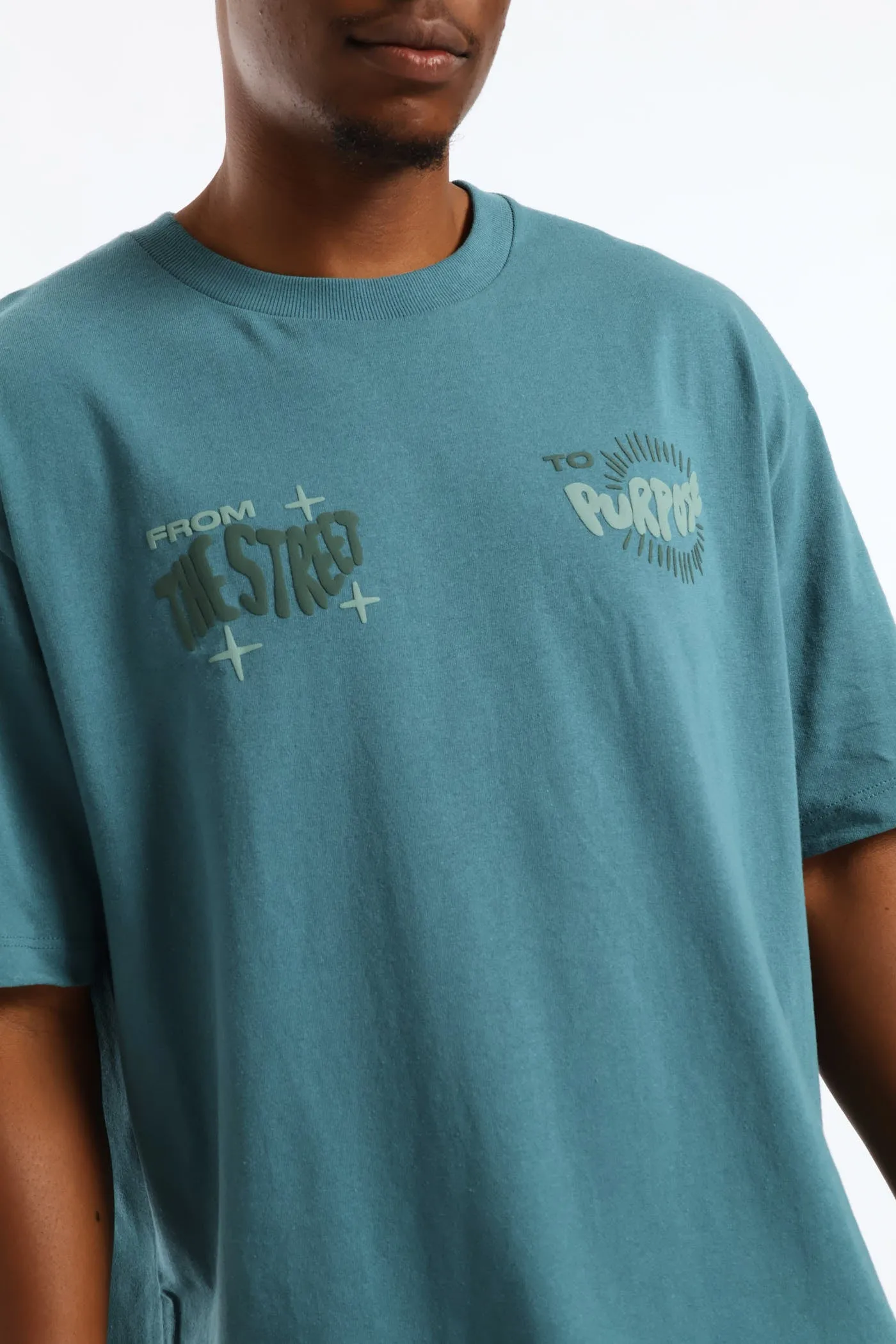 Puff Slogan Oversized Tee - Teal sold by Edgars product image thumbnail 5